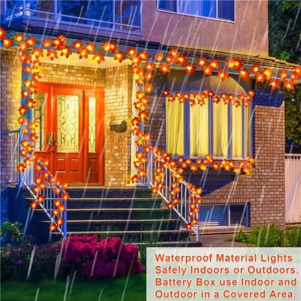 Fall Decor-5Pack Total 50Ft 100LED Fall Garland Lights Fall Decorations for Home